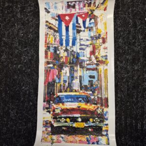 Cuban Original Art Painting 16"x7" Streets of Havana - Image 2