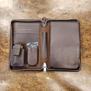 Travel Humidor/Cigar Case Brown Leather - 3ct - Image 3