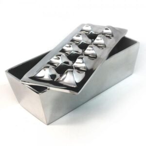 Ashtray Small Grid Chrome - 4ct