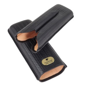 Cigar Case Cohiba Herringbone Blk - 2ct
