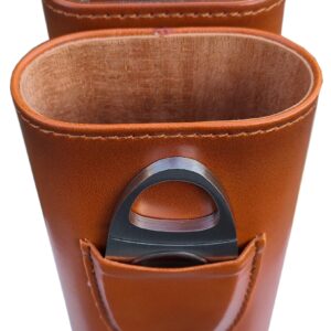 Cigar Case Brown Metal Top w/Cutter - 3ct - Image 2