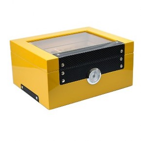 Humidor Button Yellow Glass Top - 100ct