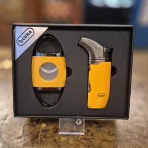 Elegant Gift Set Yellow/Black Finish 1Lighter/1Cutter