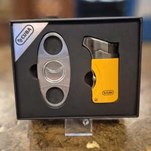 Elegant Gift Set Yellow/Chrome Finish 1Lighter/1Cutter
