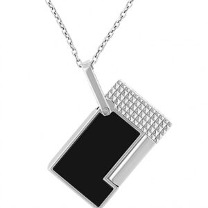 ST Dupont Necklace Silvery  Lighter - Black Lacq.