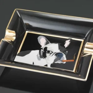 Siglo Dog in Black Ashtray - 2ct